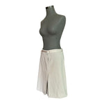 MANGO Light Gray A-Line Skirt Ribbon Belt Knee Length Women Size 8 Front Slit EX