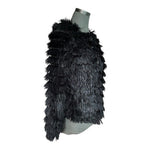 ELYSIAN Fluffy Yarn Faux Fur Black Open Front Fleece Jacket Women’s S