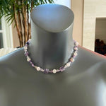 Natural Purple Amethyst Beaded Single Strand Necklace 22" Clear White VG