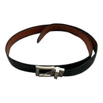 Mens Black Genuine Leather Silver Buckle Dress Belt Sz 50 Waist Excellent