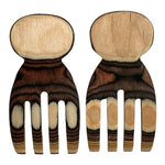 Set 2 Bamboo Wood Salad Serving Hands Natural Grabbers Forks Handcrafted NWOT