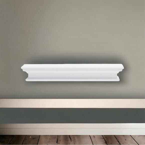 White Floating Wall Shelf Modern Wood 24x5 Decorative Display Storage Shelf NIB