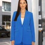 MODERN LUXE Women's Royal Blue Blazer Size L Single Button Long Sleeve NWOT