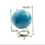 Modern World Globe Chrome Base Blue Silver Black Enamel 15.5” Home Office Decor
