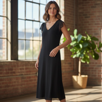 Jones New York Vintage Black Ruffle V-Neck Open Back Maxi Ball Gown Dress 10