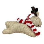 Handmade Knitted Reindeer Christmas Ornament 5.5" Polyester Stuffed Tree Decor