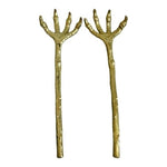 Serving Hands Halloween Claw Salad Servers Set of 2 Gold Metal Tongs Forks VG
