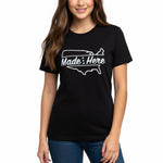 MadeHere Cross Country Women's Short Sleeve Tee XL/L Black Light Blue Cotton New