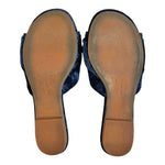 Neiman Marcus Blue Velvet Bow Tie Slides Flat Mules Women Size 5.5