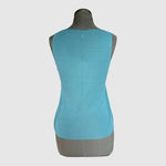 EILEEN FISHER Teal Crinkle Knit V-Neck Sleeveless Tank Top Size S NWT