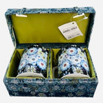 Barnes & Noble Floral Ceramic Mug Set of 2 Blue Multicolor Boxed Gift New