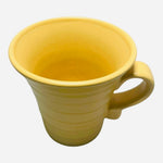 WCL Yellow Ceramic Coffee Mugs Set of 2 Retro Ribbed Stripe 4.5 Vintage 1970s VG