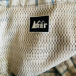 REI Men's Plaid Hiking Shirt M Long Sleeve Tan Blue Wrinkle Resistant VG