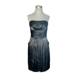 David's Bridal Black Strapless Ruched Waist Fit Flare Dress 2 Pockets Prom VG