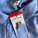Orvis Womens Linen Blend Button Up Shirt Light Blue Long Sleeve Size M NWT