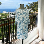 NWT Women’s Dress H&M White Blue Floral Dress Cold Shoulder Knot Sheath Dress