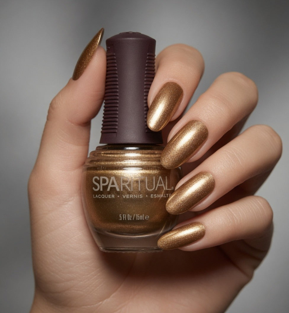 SpaRitual Nail Polish Nail Lacquer Nail Color REFLECTION 0.5 floz Vegan Gold New