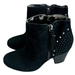 GUESS Black Suede Leather Ankle Boots Women’s 9.5 Spike Fringe Tassel