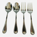 Gourmet Settings Stainless Steel Serving Spoon Fork Set 4 Piece Carving Grabbers