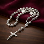 Vintage Italy Silvertone Rose Bead Rosary Basilica S. Maria Maggiore New