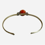 Women's Amber Gemstone Silver Tone Navajo Style Open Bangle Bracelet VG