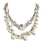 Women's Beads Crystals Necklace Silver Tone Double Layered Necklace Jewelry