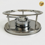 Vintage Stainless Steel Food Warmer Stand Chafing Dish Fuel Burner Holder Exc