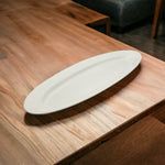 Long White Oval Serving Platter Thick Ceramic Tray 17.5” Contemporary Food Plate