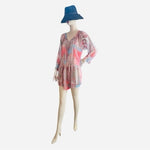 Daniel Benjamin Sheer Studded Tunic Blouse Dress Multicolor V-Neck Size M