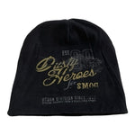 SMOG Dusty Heroes Printed Reversible Black White Gold Beanie Hat Sz S/M VG