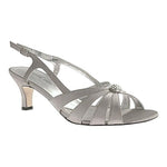 David Tate Rosette Silver Satin Slingback Pumps Women’s Size 9 Low Heels NIB