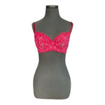 Victoria's Secret Very Sexy Hot Pink Floral Lace Bra Size 36D Demi EXC