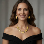 MIXIT Chunky Statement Necklace Earrings Set Yellow Silver Costume Jewelry NWT
