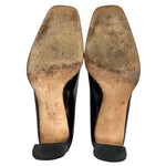 Vintage Escada Black/Brown Leather Pumps Metal Logo Stiletto Size 7B
