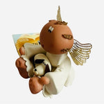 Russ Berrie Angel Cheeks With Dog Figurine 6" Vintage Cream Brown Collectible