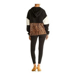 ZARA Womens Hoodie S Black White Leopard Print Colorblock Long Sleeve Sweater