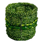 Vintage Green Micro Beaded Napkin Rings Set of 4 Handmade India Moroccan 2" NIB