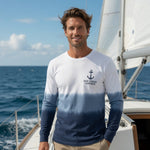 San Diego California Anchor Ombre Long Sleeve T-Shirt Blue White Cotton M