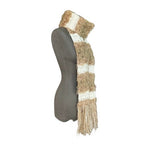 Scarf With Fringe WHBM Women's Scarf Beige Tan White Boho Hippie Neck Warmer