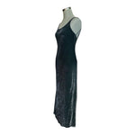 Hampton Nites Vintage Black Sparkle Sleeveless Open Back Maxi Dress Small