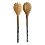 Handcrafted Wood Stainless Steel Salad Server Set 2-Piece Fork Spoon Serving Set