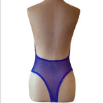 Seduction Sexy Lace Boudoir Bodysuit Purple Gold Chain Accent XS-M Stretchy NWOT