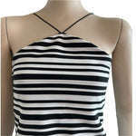 Topshop Women's Stretchy Mono Bodycon Mini Dress M Black White Stripe NWT