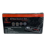 Torelli Tools 40-Piece Socket Tool Set Ratchet Set METRIC/SAE 1/4" & 3/8" Steel
