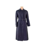 Authentic Burberry 100% Wool Navy Blue Midi Trench Coat Women's 10 Waterproof