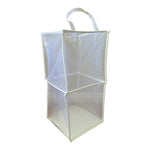 White Collapsible Mesh Laundry Hamper Foldable Polyester Bag with Handles VG