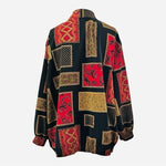 Vintage Kensington Square Black Patchwork Zip-Up Jacket Women XXL