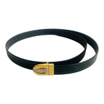Rare Vintage YSL Yves Saint Laurent Black Genuine Leather Gold Silver Buckle 44