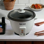 Aroma 6-Cup White Non-Stick Rice & Grain Cooker 1.5QT NIB Open Box