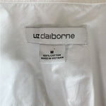 LIZ CLAIBORNE Womens White Cotton Shirt M Button Down Long Sleeve Point Collar